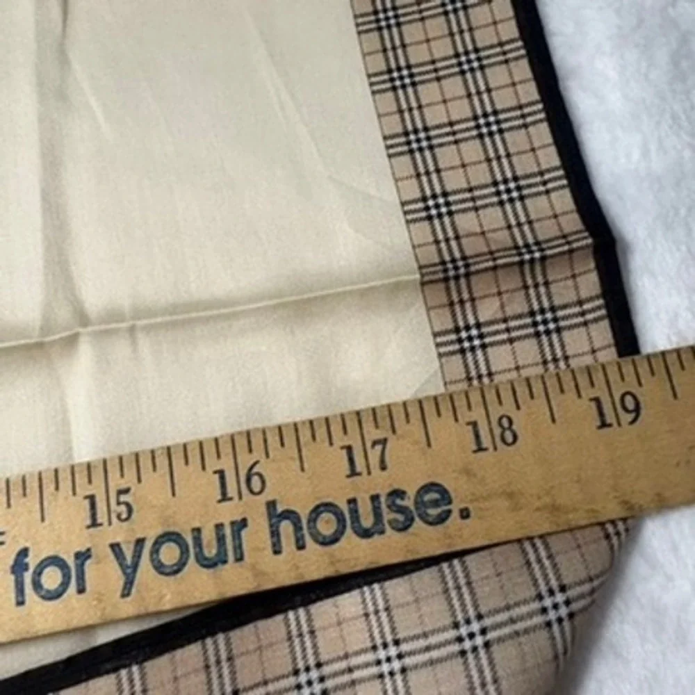 Vtg BURBERRY Scarf Handkerchief Nova Check Plaid Beige 19.5
